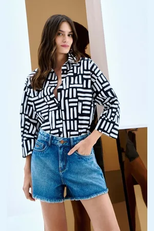 LEZ A LEZ Camisa Manga 3/4 em Tricoline Estampada