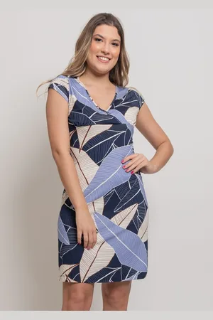 Pau a Pique Vestido Estampado Marinho - PP
