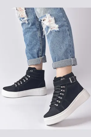 Salook Tênis Botinha Casual Solado Branco Grosso