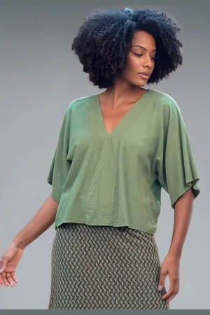 Amazonia Vital Blusa Gola V Manga Ampla Curta viscose