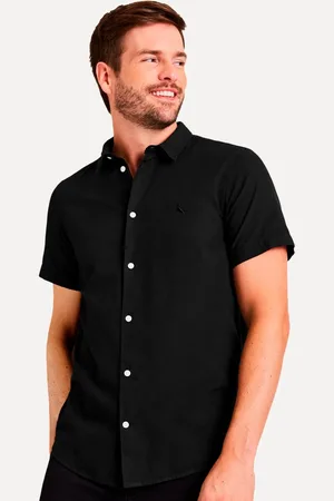 Reserva Camisa Masculina Manga Curta Nova Paraty Preta