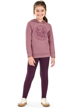 Elian Infantil - Conjunto Menina Moletom Flores Com Capuz