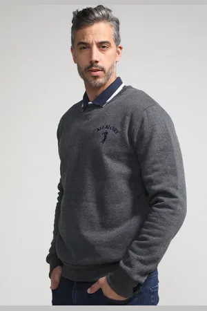 Aleatory Blusa de Moletom Flanelada Fechada Logo Grafite