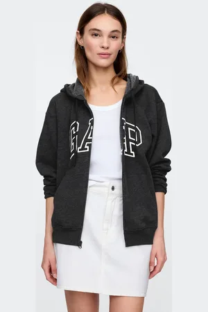 GAP Blusa de Moletom Aberta Reta Logo Preta