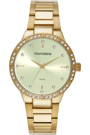 Mondaine Kit Relógio Feminino Cristais Com Pulseira de Pedras