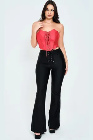 Planet Girls Calça Feminina Up Glam Flare Detalhe Cós