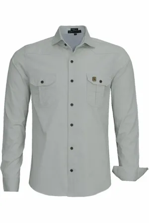 Amil Camisa Manga Longa Scorpion Modelagem Comfort Tecido Sarja Algodão 1747 Prata