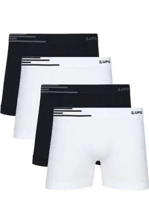 LUPO Kit 4 Cuecas Boxer Microfibra Sem Costura Preto Branco
