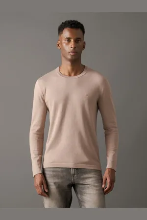 Calvin Klein Tricot Masculino Cashmere Gola Careca - Caqui Medio