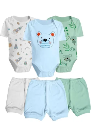 Koala Baby Infantil - Kit Body Estampado E Short Liso 6 Pçs Algodão Roupa De