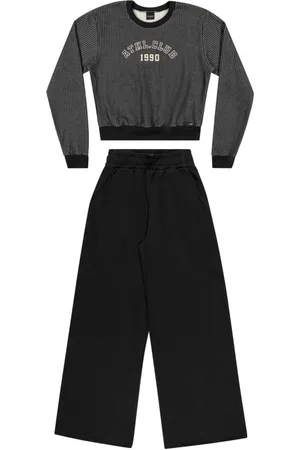 Elian Infantil - Conjunto Juvenil Menina Blusão Cropped e Calça Beats