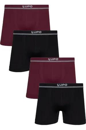 LUPO Kit 4 Cuecas Boxer Microfibra Sem Costura Preto e Vinho