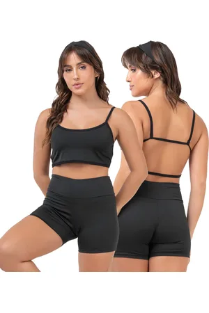 Bravaa Modas Conjunto Fitness Top Alcinha e Short Curto Cós Alto em Suplex de Academia 124+023