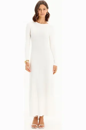 LANCA PERFUME Vestido Super Midi Manga Longa Canelado
