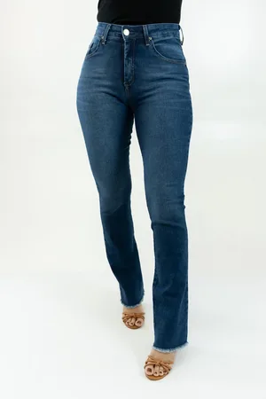 Anticorpus JeansWear Calça Jeans Boot Cut Alta Stretch Barra Desfiada Feminina Anticorpus