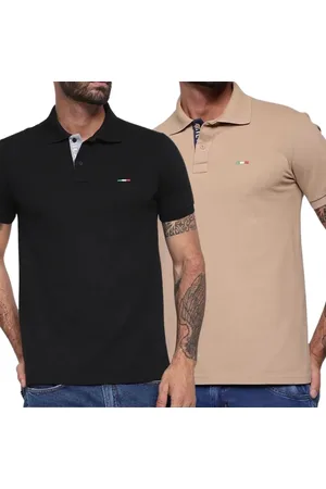 Industrie Kit 2 Polos Masculina Básicas Piquet no Estilo Tommy Bordado Itália Bege