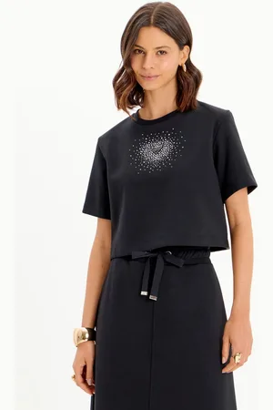 LANCA PERFUME Blusa De Manga Curta Moletom Com Aplicação