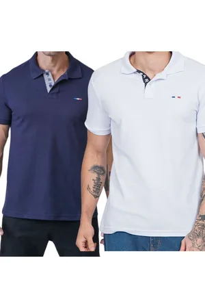 Industrie Kit 2 Polos Masculina Básicas Piquet no Estilo Tommy Bordado França