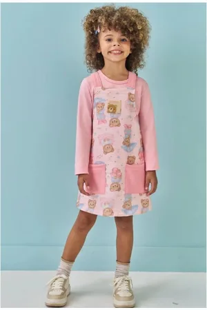 Kukiê Infantil - Salopete Menina e Blusa Manga Longa