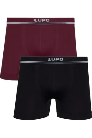 LUPO Kit 2 Cuecas Boxer Microfibra Sem Costura Preto e Vinho