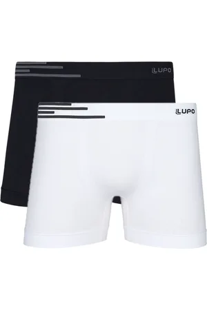 LUPO Kit 2 Cuecas Boxer Microfibra Sem Costura Preto e Branco