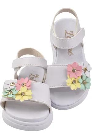 Lulope Infantil - Sandália Feminina Flores Coloridas Ajustavel Lulopé