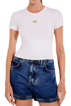 Colcci Blusa Feminina Manga Curta Logo Metal New