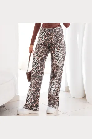 Revanche Calça Wide Leg Animal Print Feminina Urupema