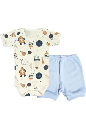 Koala Baby Infantil - Conjunto Body e Short Roupa de Enxoval Verão 2 Pçs Azul