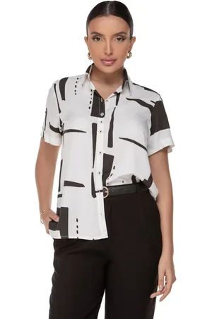 Zaiko Camisa Feminina Estampada Amarilis Manga Curta