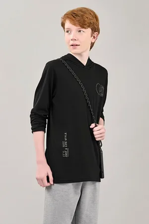 Elian Infantil - Camiseta Juvenil Menino Manga Longa com Capuz Beats