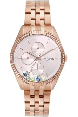 Mondaine Relógio Feminino Multifunção Cristais Rosé