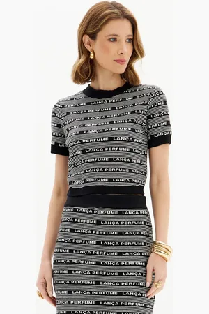 LANCA PERFUME Blusa Tricot Manga Curta Signature