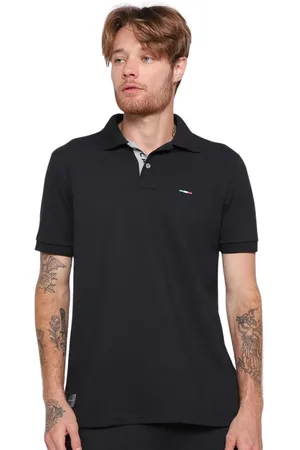 Industrie Kit 2 Polos Masculina Básicas Piquet no Estilo Tommy Bordado Itália Preto Militar