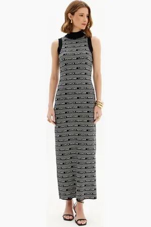 LANCA PERFUME Vestido Super Midi Tricot Gola Alta Signature