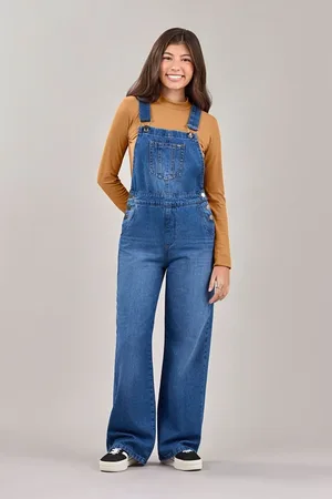 Elian Infantil - Jardineira Juvenil Menina Jeans Wide Beats