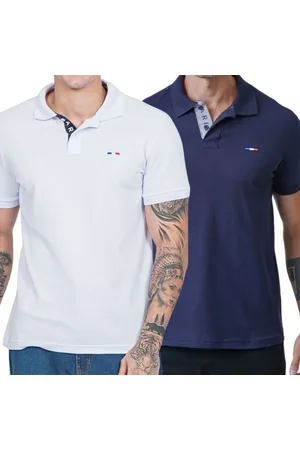 Industrie Kit 2 Polos Masculina Básicas Piquet no Estilo Tommy Bordado França