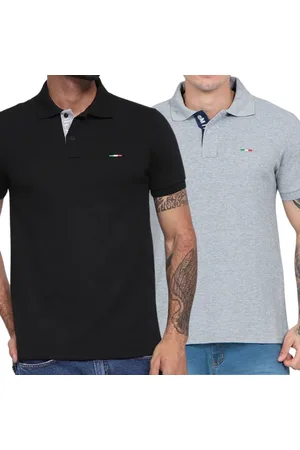 Industrie Kit 2 Polos Masculina Básicas Piquet no Estilo Tommy Bordado Itália Cinza