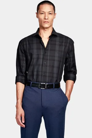 Aramis Camisa Manga Longa Slim Tricoline Preto Com Chumbo