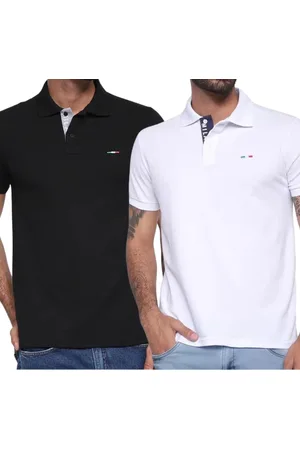 Industrie Kit 2 Polos Masculina Básicas Piquet no Estilo Tommy Bordado Itália Branco