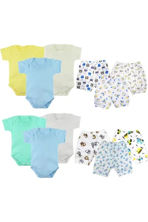 Koala Baby Infantil - Kit Verão 12 Pçs Body Manga Curta e Short Estampado Azul