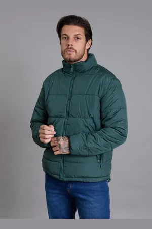 Dialogo Jeans Jaqueta Bobojaco Forrada Masculina Puffer Lisa Color Verde Dialogo