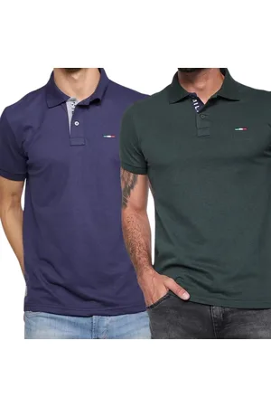 Industrie Kit 2 Polos Masculina Básicas Piquet no Estilo Tommy Bordado Itália Marinho Verde