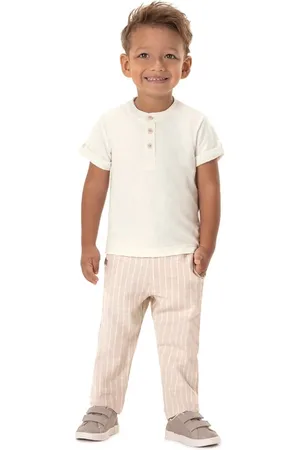 Marisol Infantil - Calça Listrada Linho Masculina