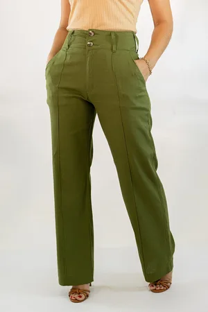Anticorpus JeansWear Calça Feminina Alta Pantalona Linho Elastano Anticorpus