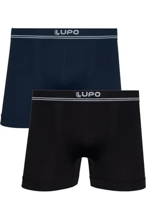 LUPO Kit 2 Cuecas Boxer Microfibra Sem Costura Preto e Azul Marinho