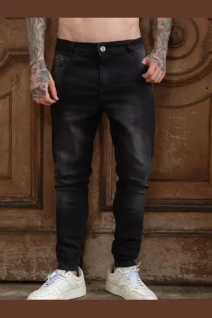 Alleppo Jeans Calça Masculina Preta Jeans Skinny Meca
