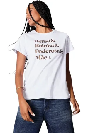 Reversa Camiseta Estampada Deusa Rainha Poderosa
