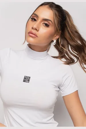 Salvatore Fashion Blusa Sport Gola Alta Manga Curta Malha Salvatore Branca