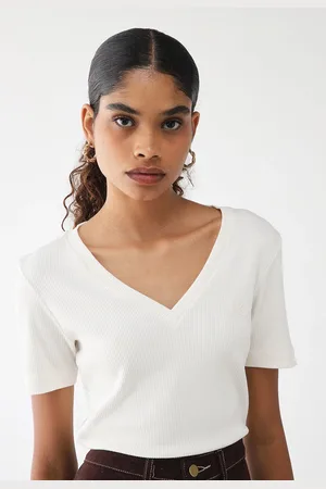 LANCA PERFUME Blusa Canelada Ajustada Logo Bordado Off-White